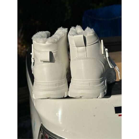 Women's Casual High Top Shoes, Winter Plush Lined Warm Shoes, Thick Soled Lace-u - Picture 3 of 9